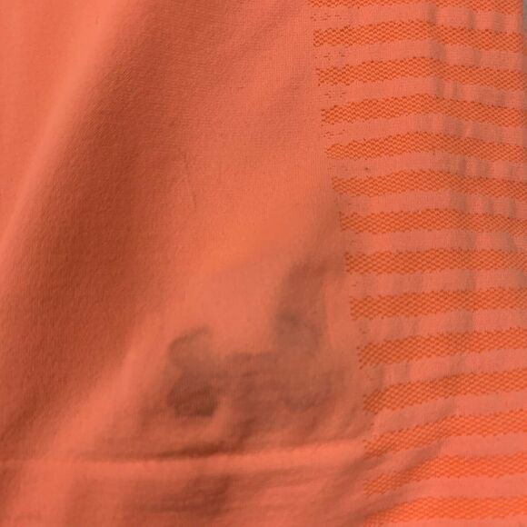 Under Armour Heat Gear Tank Top Women's Size M Neon Orange Fitted Racerback Tee - Picture 6 of 9